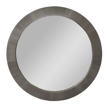 Load image into Gallery viewer, Round Mirror Grey Shagreen Leather