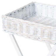 Load image into Gallery viewer, LARGE WHITE WASH WICKER BASKET BUTLER TRAY