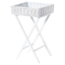 Load image into Gallery viewer, LARGE WHITE WASH WICKER BASKET BUTLER TRAY