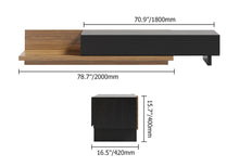 Load image into Gallery viewer, WALNUT AND BLACK ADJUSTABLE TV STAND WITH STORAGE