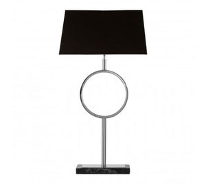 MINIMALIST CHROME TABLE LAMP WITH STONE BASE WITH SHADE