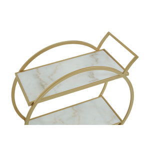 PALOMA WHITE MARBLE AND GOLD 2 TIER TROLLEY