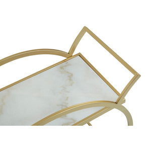 PALOMA WHITE MARBLE AND GOLD 2 TIER TROLLEY