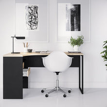 Load image into Gallery viewer, HOME OFFICE CORNER 2 DRAWER DESK - MATT BLACK & OAK - uniQue Home Furnishing