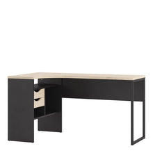 Load image into Gallery viewer, HOME OFFICE CORNER 2 DRAWER DESK - MATT BLACK & OAK - uniQue Home Furnishing