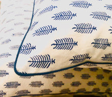Load image into Gallery viewer, HAND BLOCK PRINT INDIGO BLUE PIPED CUSHION COVER - uniQue Home Furnishing