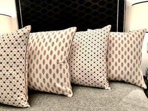 HAND BLOCK PRINT EARTHY BROWN PIPED CUSHION COVER - uniQue Home Furnishing
