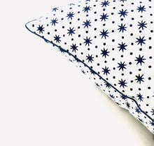 Load image into Gallery viewer, HAND BLOCK PRINT INDIGO BLUE SCATTERED STAR CUSHION - uniQue Home Furnishing