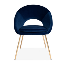 Load image into Gallery viewer, PAIR BLUE VELVET DINING CHAIRS WITH GOLD LEGS - uniQue Home Furnishing