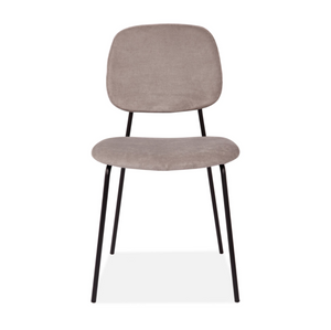 PAIR OF GREY FABRIC DINING CHAIRS WITH STYLISH BLACK LEGS - uniQue Home Furnishing