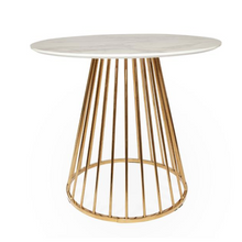 Load image into Gallery viewer, WHITE MARBLE TABLE WITH GOLD CHROME LEGS - uniQue Home Furnishing