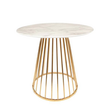 Load image into Gallery viewer, WHITE MARBLE TABLE WITH GOLD CHROME LEGS - uniQue Home Furnishing