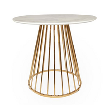 Load image into Gallery viewer, WHITE MARBLE TABLE WITH GOLD CHROME LEGS - uniQue Home Furnishing