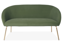 Load image into Gallery viewer, GREEN VELVET TWO SEATER SOFA WITH GOLD LEGS - uniQue Home Furnishing