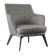 Load image into Gallery viewer, Cyril Armchair - Grey - Delivery in 2-3 weeks The Cyril armchair makes comfort a priority. While its neutral grey fabric is a soft and subtle addition to your living room, its plump seat cushion is what really makes it a must-have.   Dimensions - Width: 770mm Depth: 750mm Height: 810mm  Details - Chair upholstered in grey fabric fitted with black legs.  Assembly - Some assembly required.
