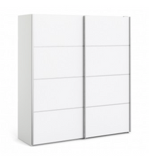 Load image into Gallery viewer, Verona Sliding Wardrobe 180cm in White with White Doors with 2 Shelves - uniQue Home Furnishing