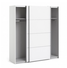 Load image into Gallery viewer, Verona Sliding Wardrobe 180cm in White with White Doors with 2 Shelves - uniQue Home Furnishing