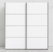 Load image into Gallery viewer, Verona Sliding Wardrobe 180cm in White with White Doors with 2 Shelves - uniQue Home Furnishing