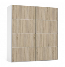 Load image into Gallery viewer, Verona Sliding Wardrobe 180cm in White with Oak Doors with 2 Shelves - uniQue Home Furnishing