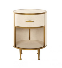 Load image into Gallery viewer, HAMPTON IVORY SHAGREEN ROUND BEDSIDE TABLE