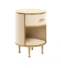 Load image into Gallery viewer, HAMPTON IVORY SHAGREEN ROUND BEDSIDE TABLE