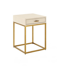 Load image into Gallery viewer, HAMPTON SQUARE IVORY SHAGREEN BEDSIDE TABLE