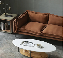 Load image into Gallery viewer, OVAL COFFEE TABLE 2 TIERED WHITE AND NATURAL WOOD