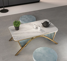 Load image into Gallery viewer, WHITE RECTANGULAR MARBLE COFFEE TABLE WITH MAGAZINE STORAGE