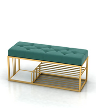 Load image into Gallery viewer, UNIQUE ENTRYWAY UPHOLSTERED BENCH WITH SHOE RACK