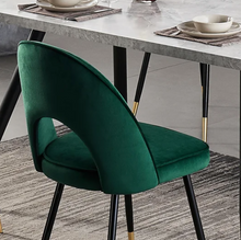 Load image into Gallery viewer, GREEN VELVET DINING CHAIRS PAIR