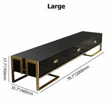 Load image into Gallery viewer, BLACK TV UNIT WITH 3 DRAWERS & GOLD FRAME
