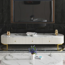 Load image into Gallery viewer, WHITE OVAL 180cm TV UNIT WITH 3 DRAWERS