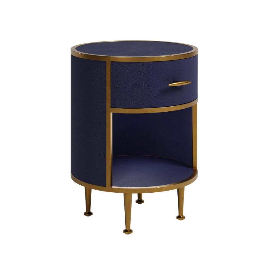 WILLERSLEY BEDSIDE TABLE IN NAVY SHAGREEN uniQue Home Furnishing