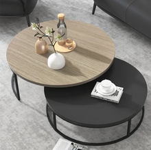 Load image into Gallery viewer, MODERN ROUND NESTING EXTENDABLE COFFEE TABLE