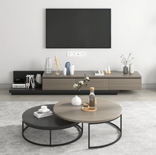 Load image into Gallery viewer, MODERN ROUND NESTING EXTENDABLE COFFEE TABLE