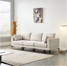 Load image into Gallery viewer, BEIGE FABRIC THREE SEATER SOFA
