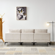 Load image into Gallery viewer, BEIGE FABRIC THREE SEATER SOFA