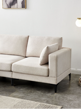Load image into Gallery viewer, BEIGE FABRIC THREE SEATER SOFA