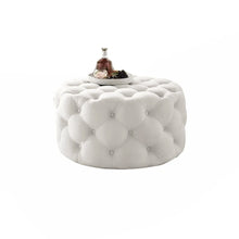 Load image into Gallery viewer, TUFTED OTTOMAN IN CREAM VELVET