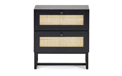 PADSTOW 2 DRAWER BEDSIDE TABLE-BLACK