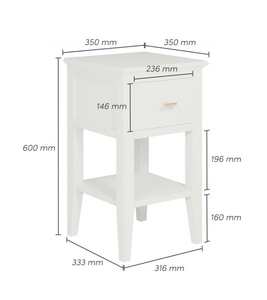 CHILWORTH BEDSIDE TABLE - PALE GREY