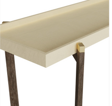 Load image into Gallery viewer, CREAM FAUX SHAGREEN CONSOLE TABLE