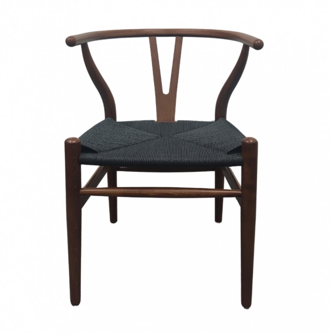 HANS J WAGNER STYLE WISHBONE CHAIR WITH WOVEN SEAT