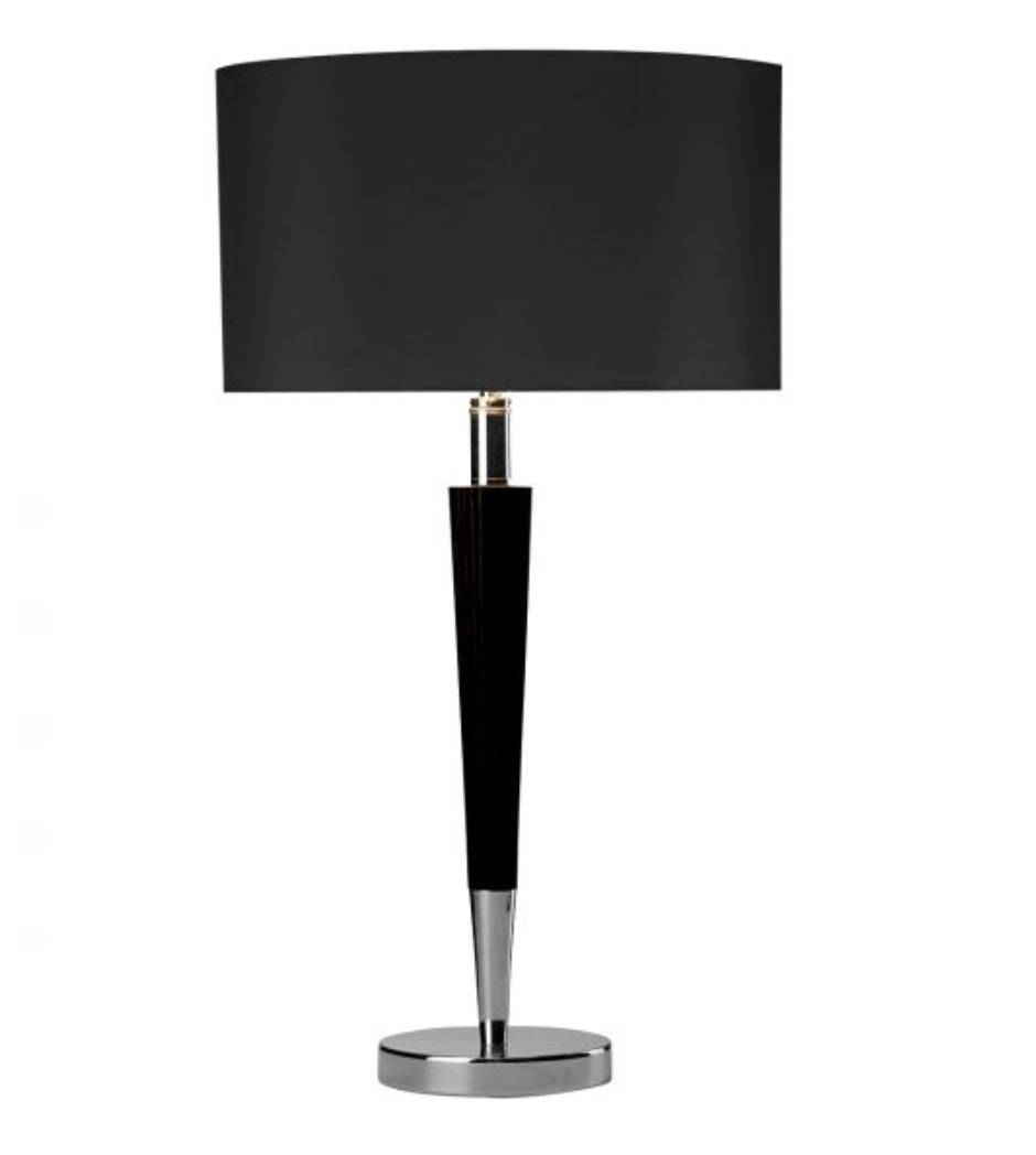 VIKING TABLE LAMP POLISHED CHROME & DARK WOOD