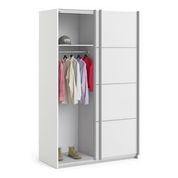 Verona Sliding Wardrobe 120cm in White with White Doors with 2 Shelves - uniQue Home Furnishing