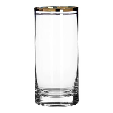 GOLD RIMMED CHARLESTON HIGHBALL GLASSES SET OF 4