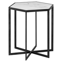 Load image into Gallery viewer, GREY STEEL AND MARBLE HEXAGONAL TABLE