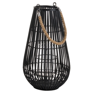 DOMED RATTAN LANTERN WITH ROPE HANDLE