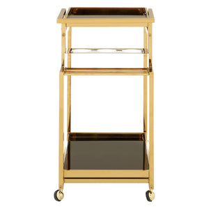 DRAYCOTT GOLD 3 TIER DRINKS TROLLEY