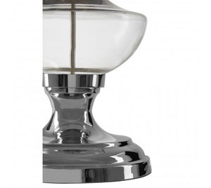 CLASSIC TABLE LAMP WITH GLASS AND SILVER BASE WITH SHADE